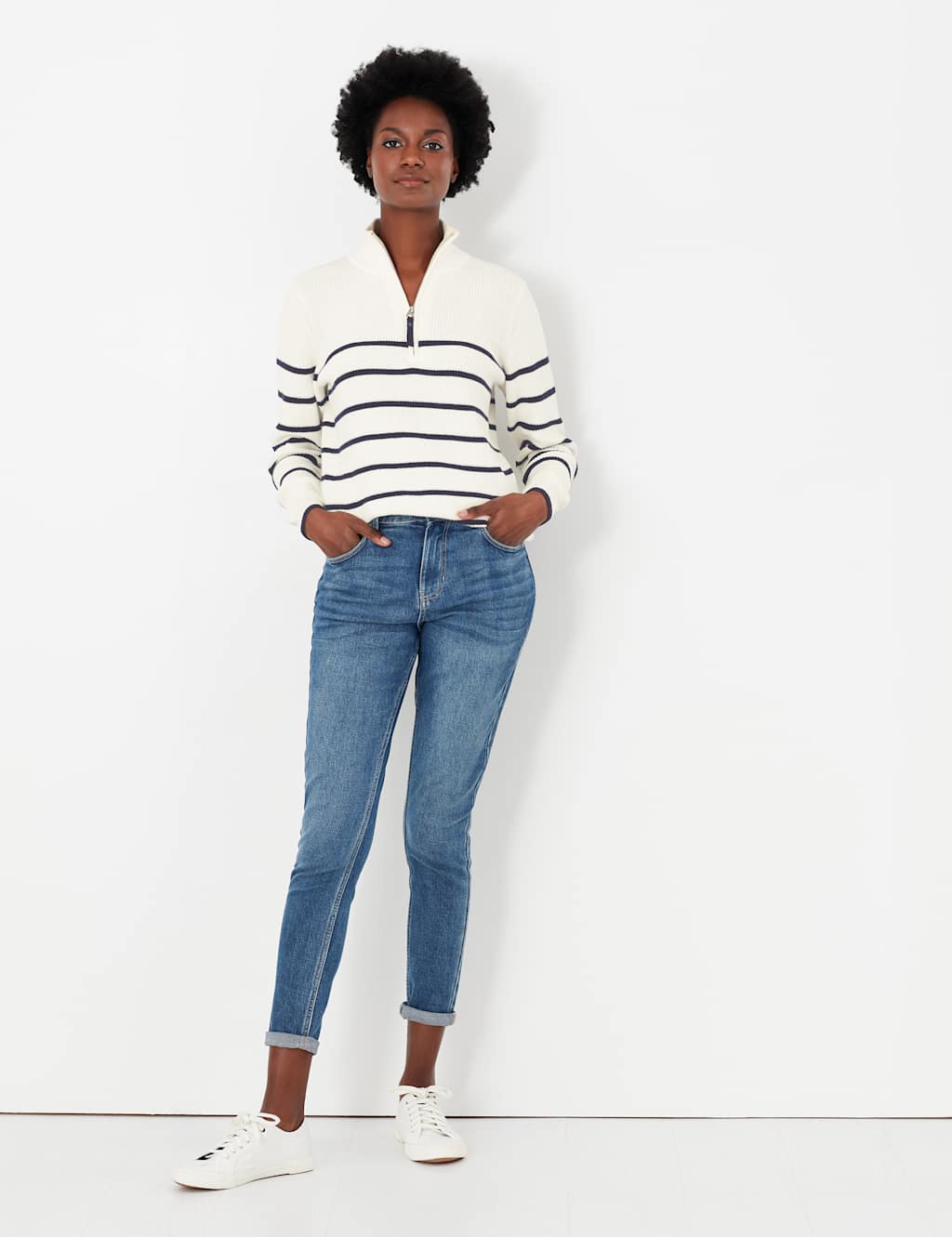 Pure Cotton Striped Funnel Neck Jumper 3 of 5