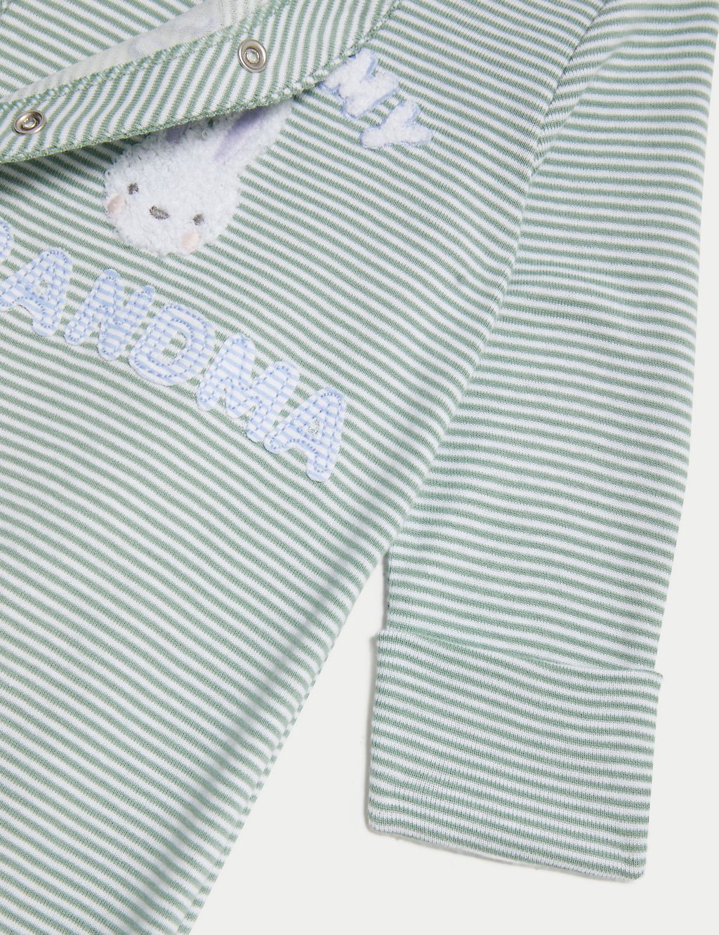 Pure Cotton Striped Grandma Slogan Sleepsuit (7lbs-9 Mths) 5 of 5