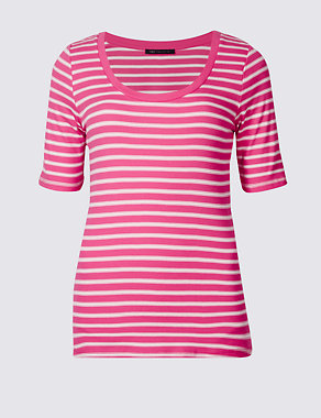 Pure Cotton Striped Half Sleeve T-Shirt Image 2 of 4