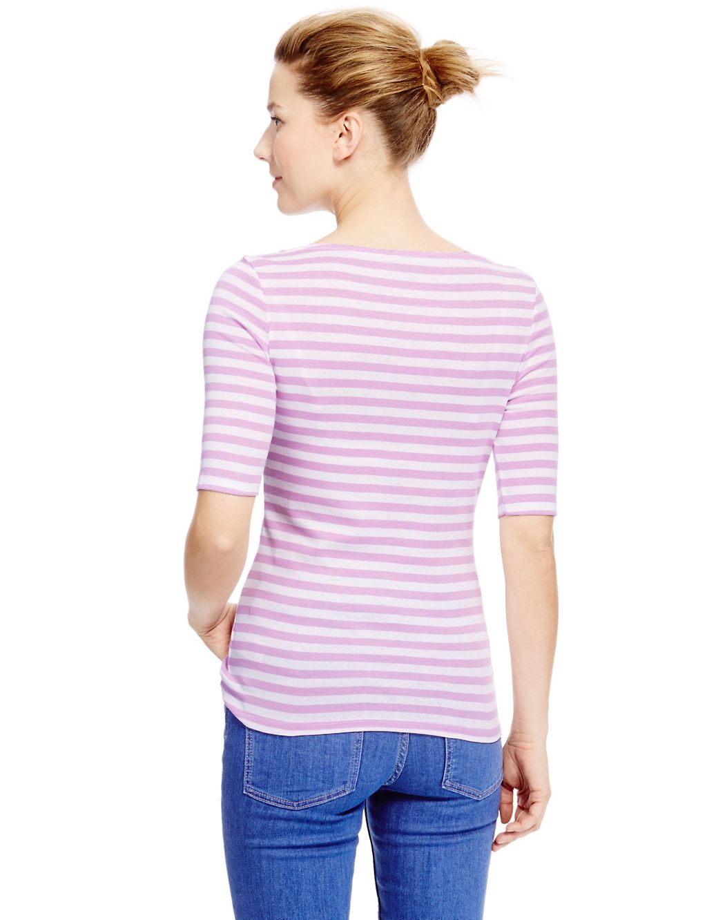 Pure Cotton Striped Half Sleeve T-Shirt 4 of 4
