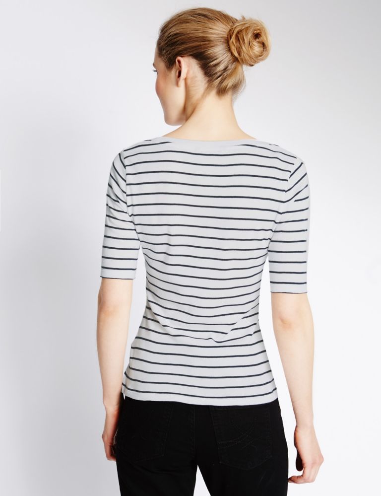 Pure Cotton Striped Half Sleeve T-Shirt 3 of 3