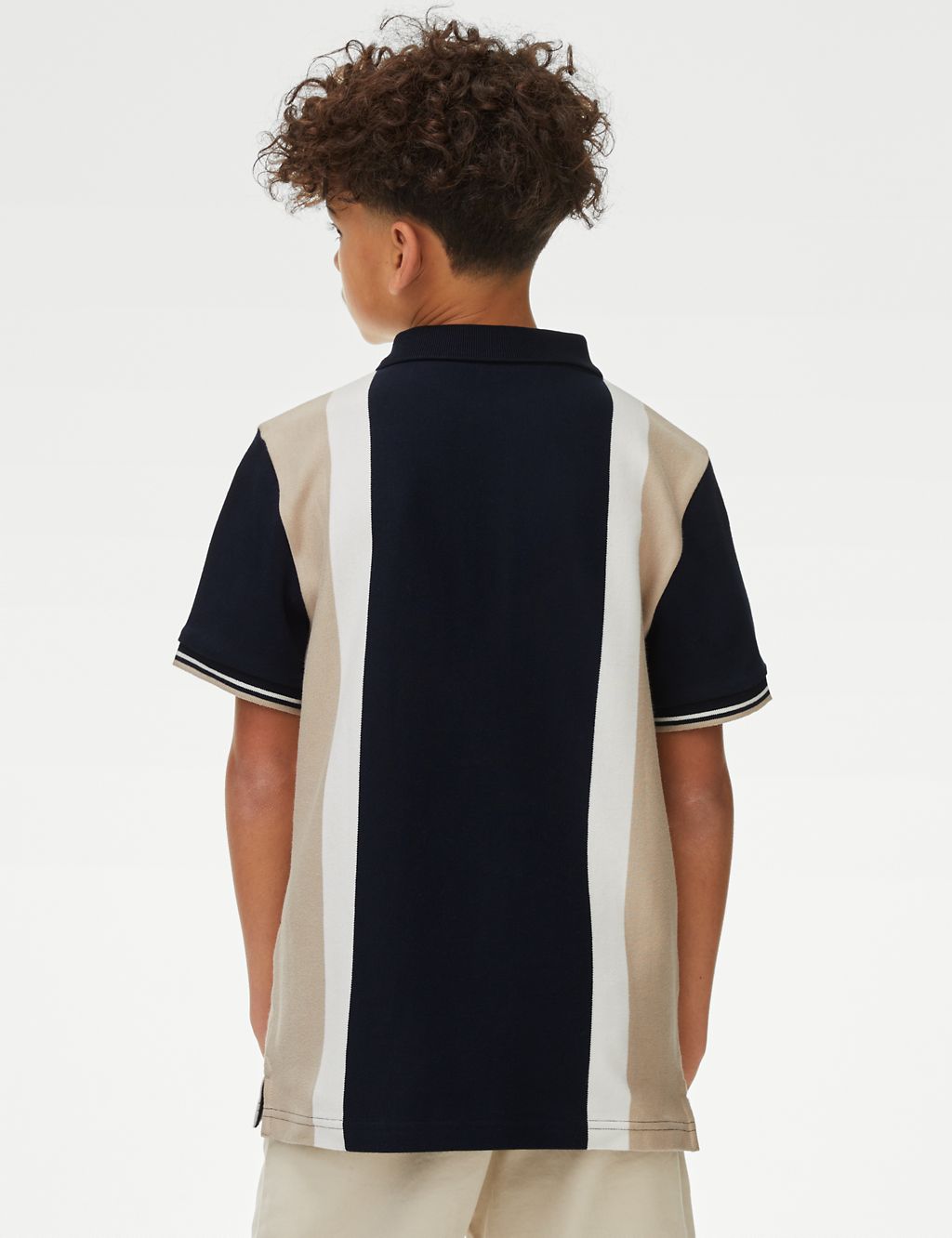 Pure Cotton Striped Half Zip Polo Shirt (6-16 Yrs) 4 of 4