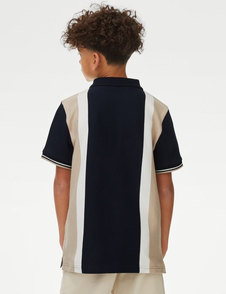 Pure Cotton Striped Half Zip Polo Shirt (6-16 Yrs) 4 of 4