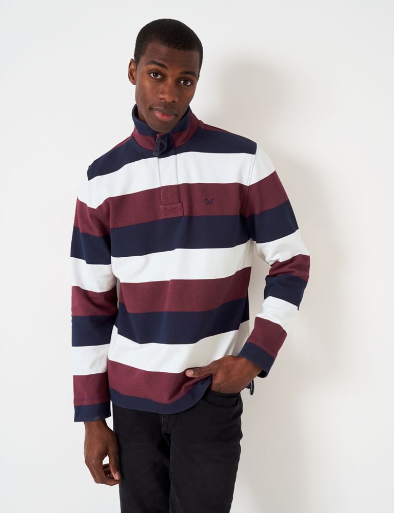 Pure Cotton Striped Half Zip Sweatshirt 1 of 6