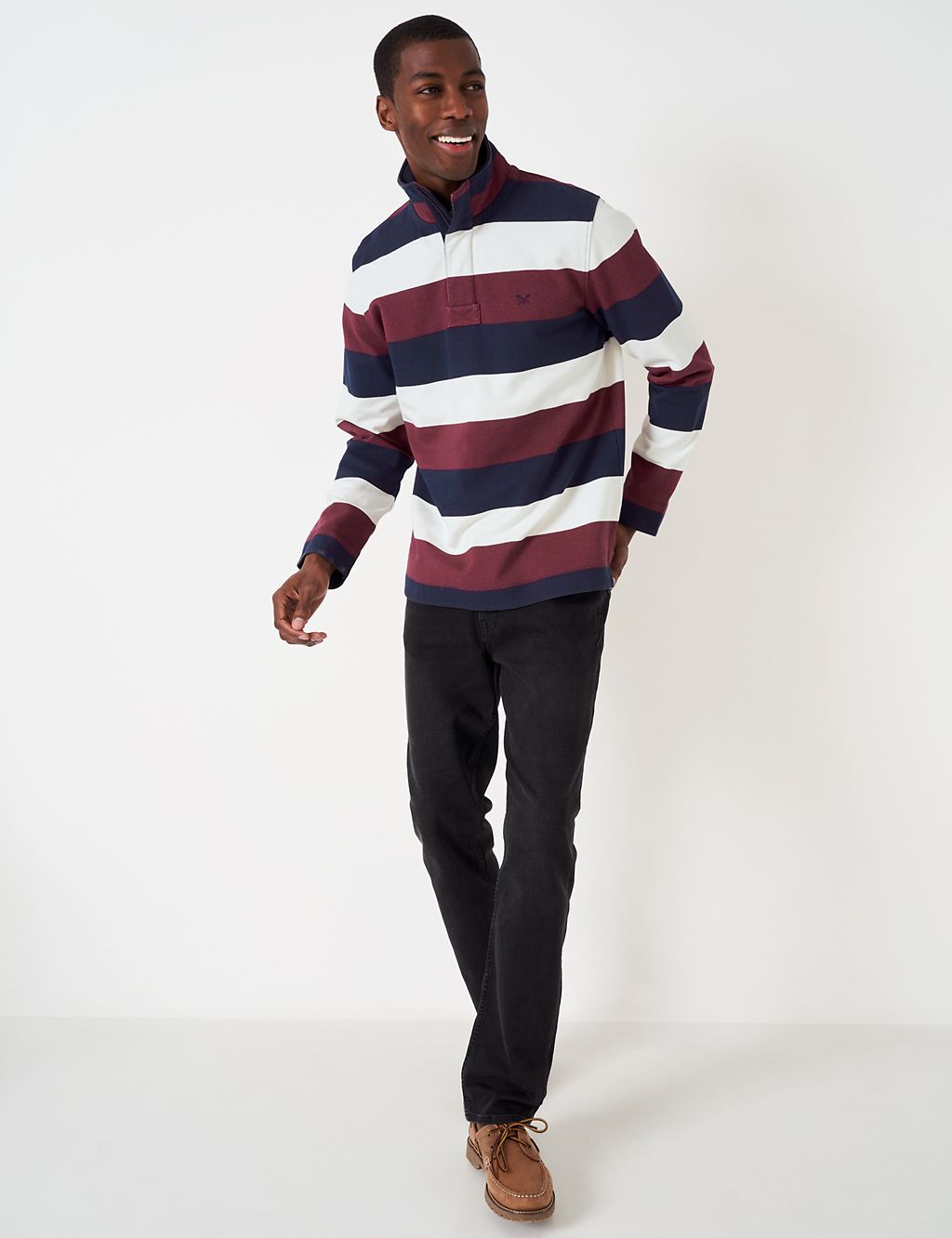 Pure Cotton Striped Half Zip Sweatshirt 2 of 6