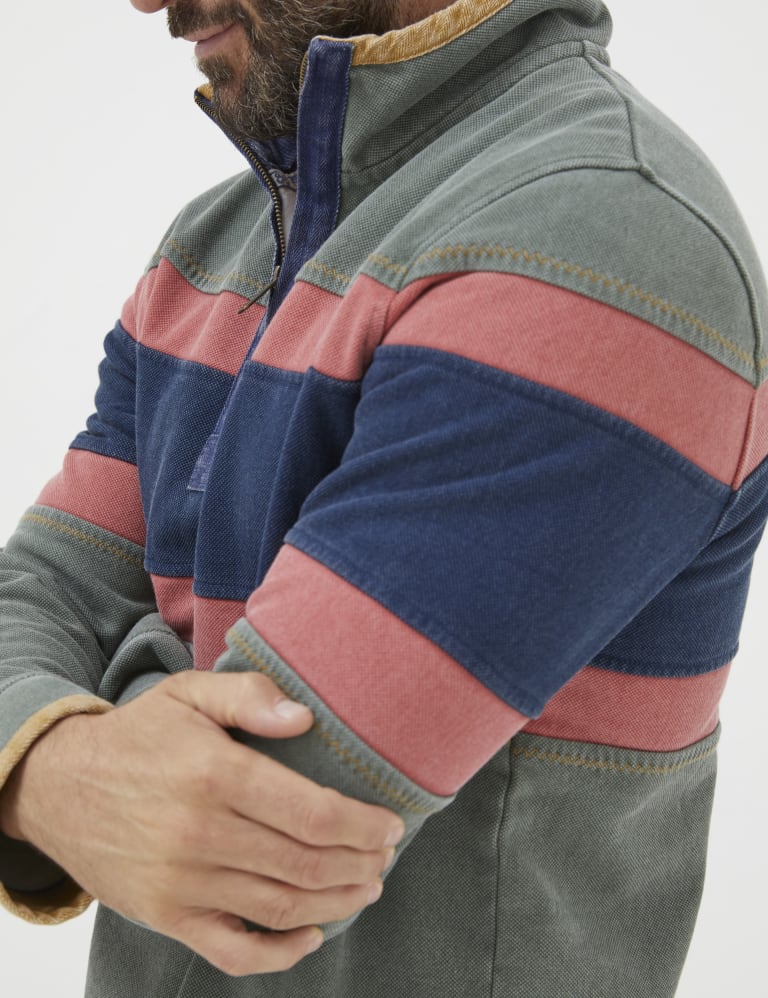 Contrast half zip 2025 graphic striped hoodie