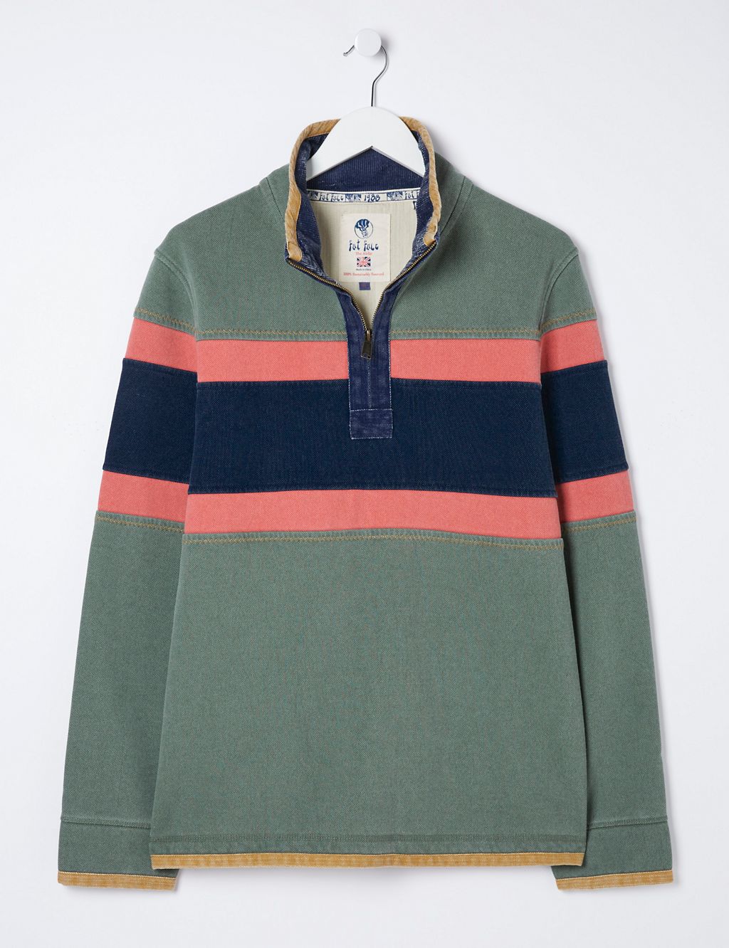 Pure Cotton Striped Half Zip Sweatshirt 1 of 6