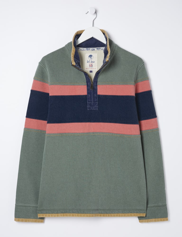 Pure Cotton Striped Half Zip Sweatshirt 2 of 6