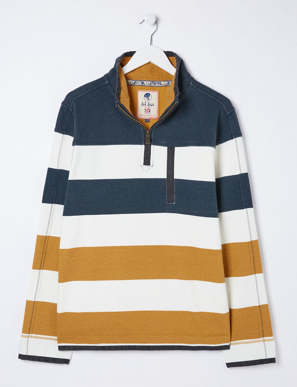 Pure Cotton Striped Half Zip Sweatshirt 1 of 5