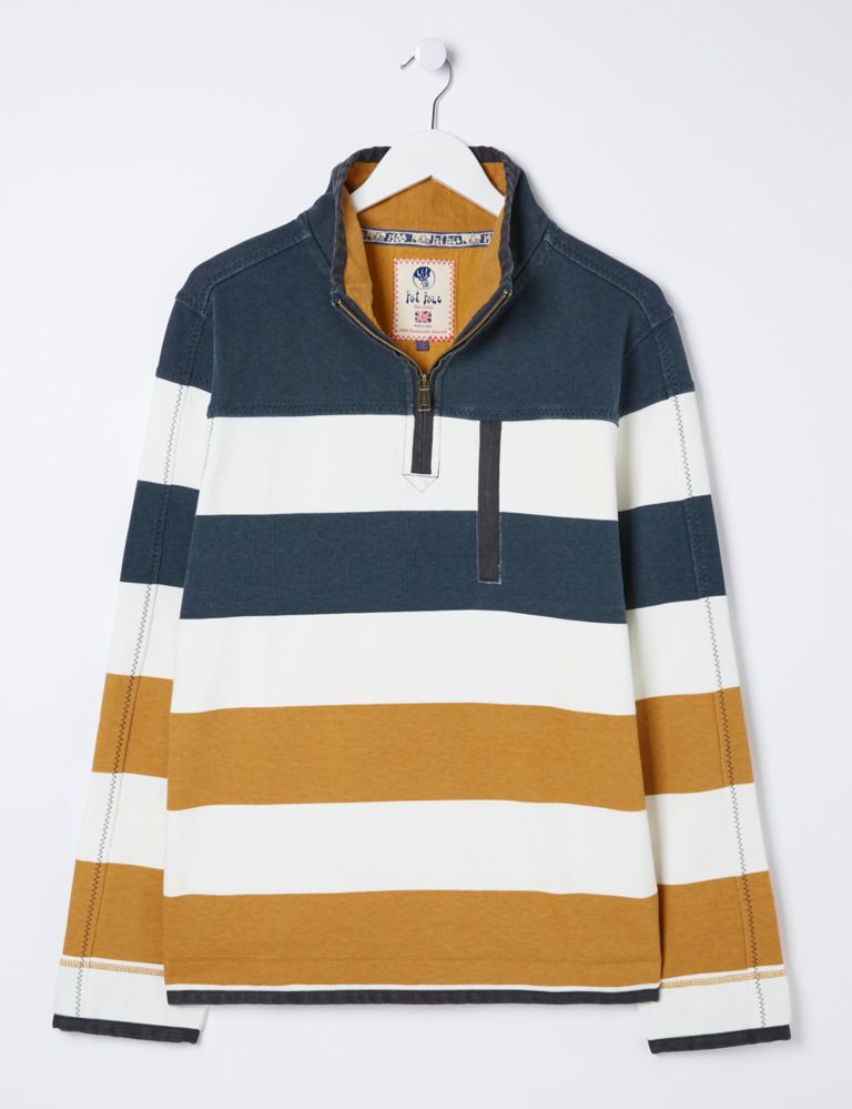 Pure Cotton Striped Half Zip Sweatshirt 2 of 5