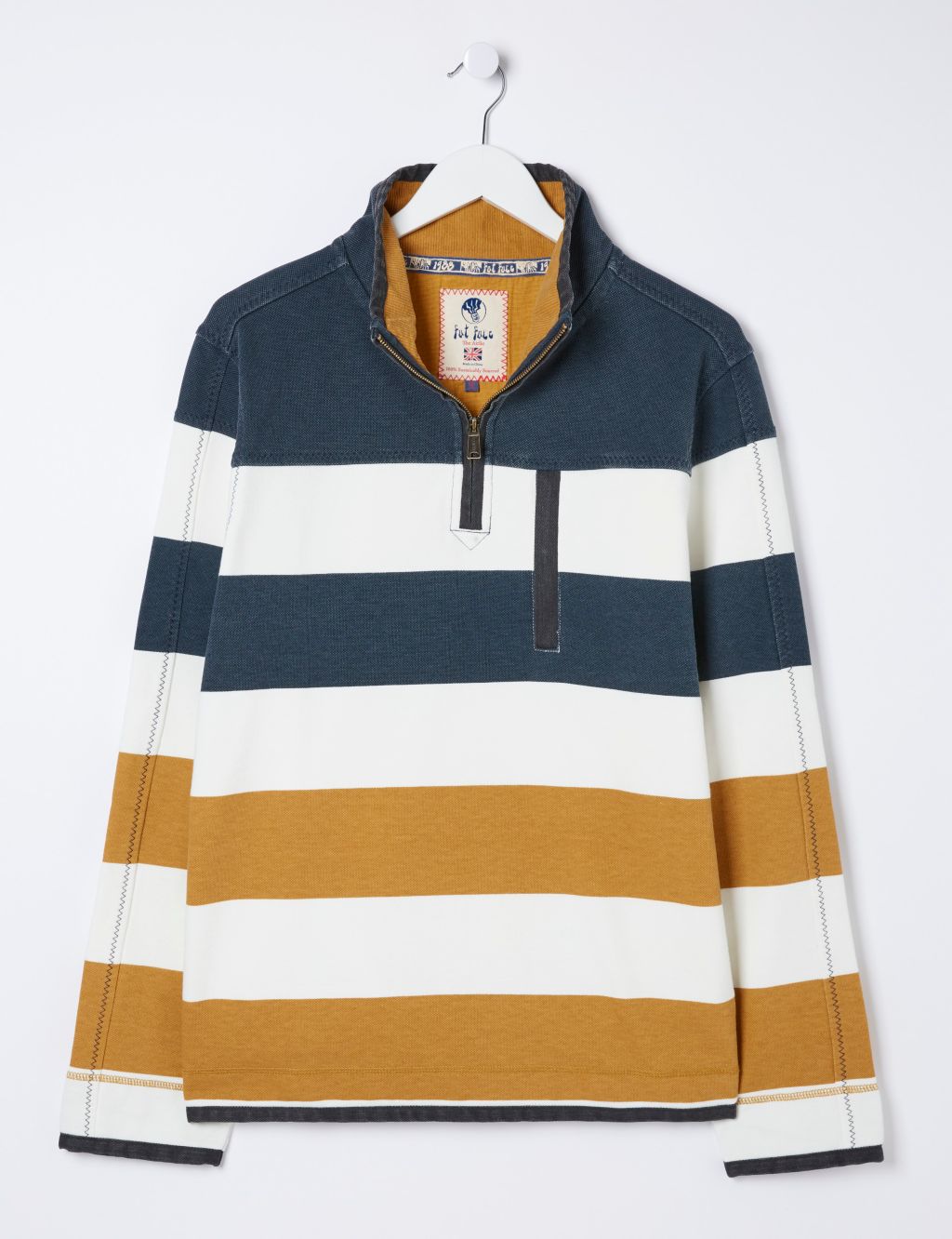 Pure Cotton Striped Half Zip Sweatshirt 1 of 5