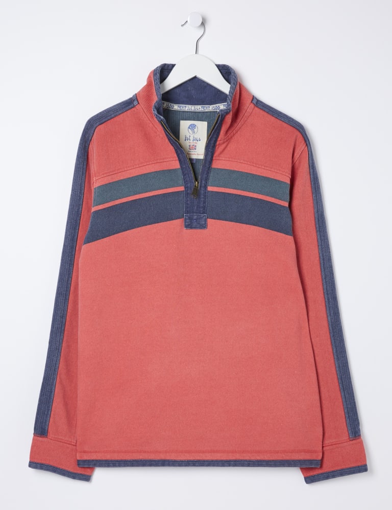 Pure Cotton Striped Half Zip Sweatshirt