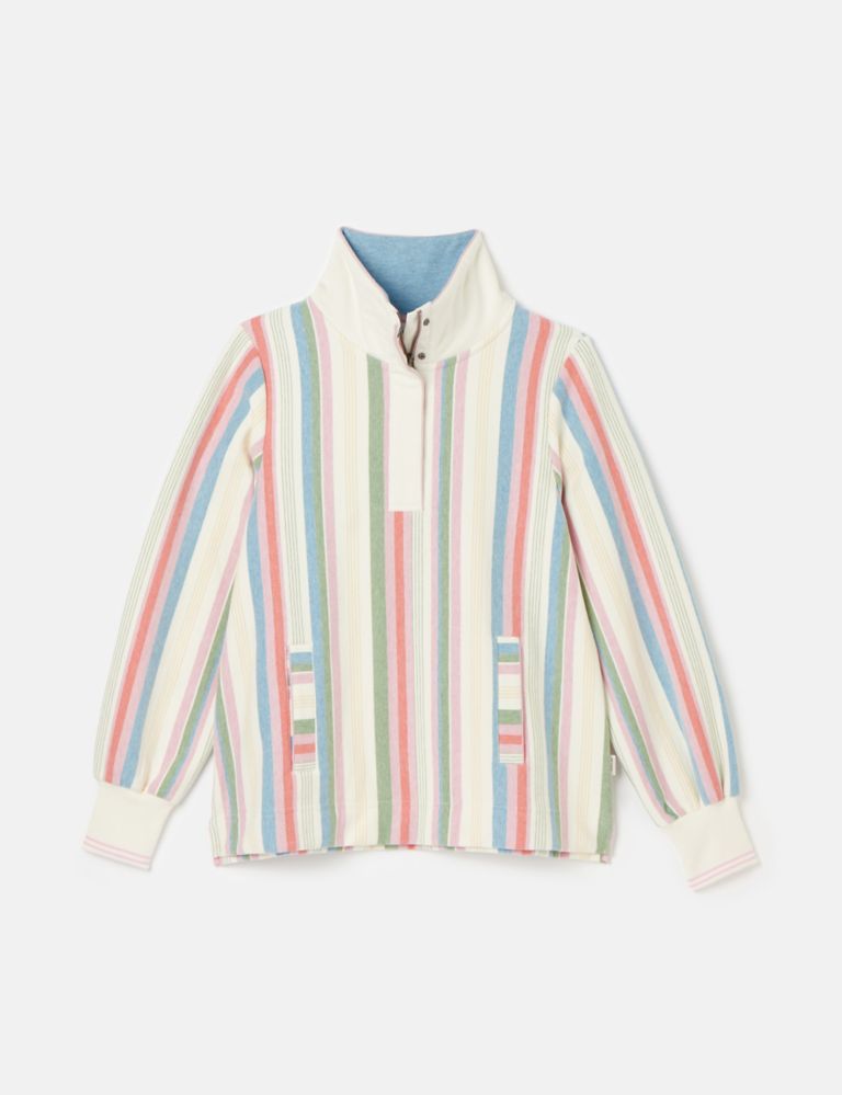 Pure Cotton Striped Half Zip Sweatshirt 2 of 7