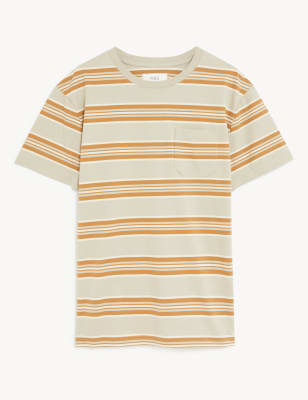 Pure Cotton Striped Heavy Weight T-Shirt Image 2 of 4