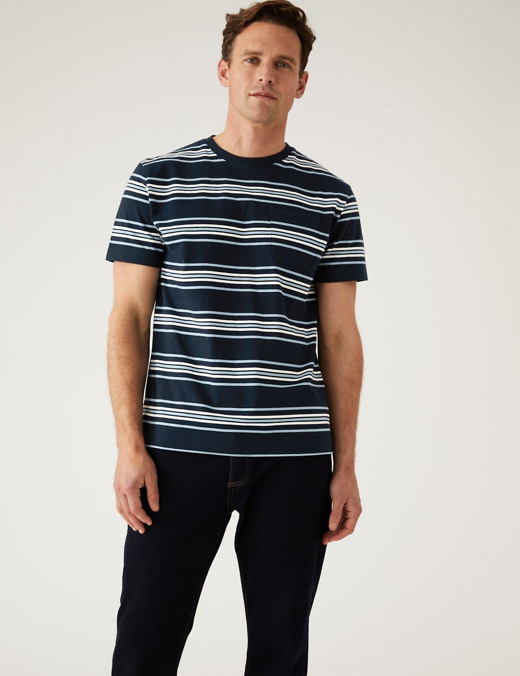 Pure Cotton Striped Heavy Weight T-Shirt 3 of 5