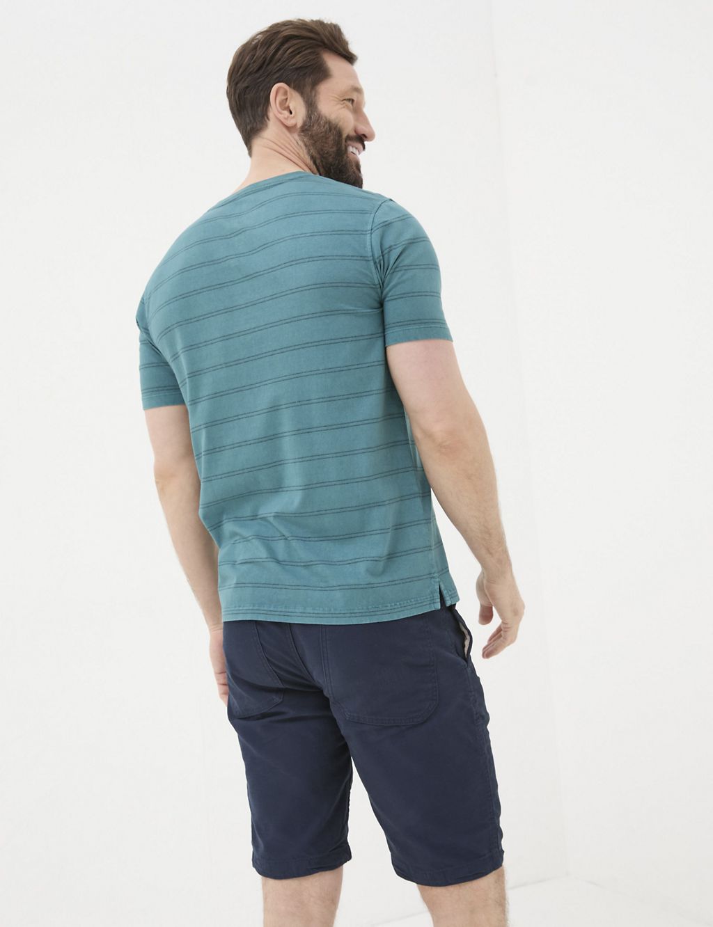 Pure Cotton Striped Henley T-Shirt 2 of 5