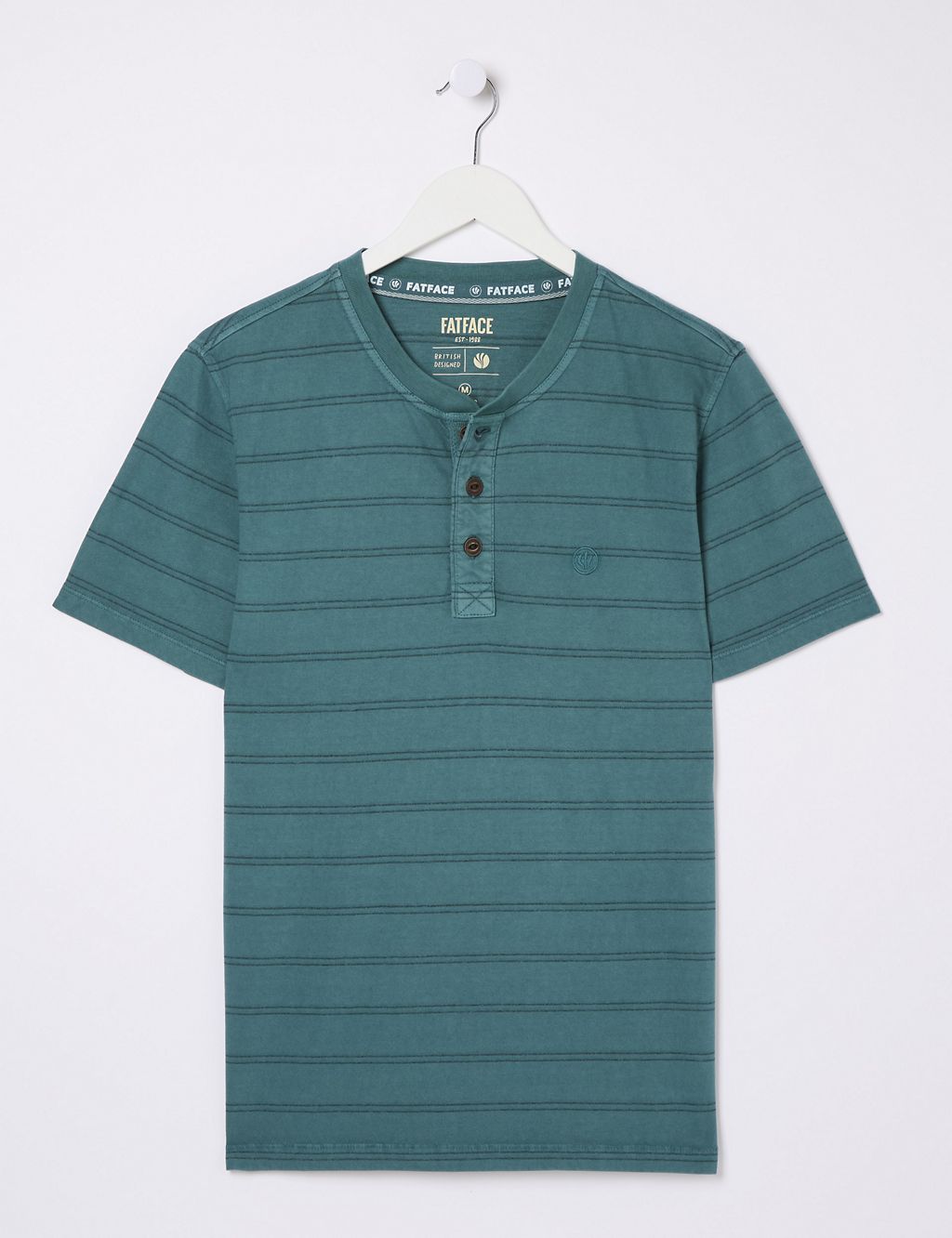 Pure Cotton Striped Henley T-Shirt 1 of 5