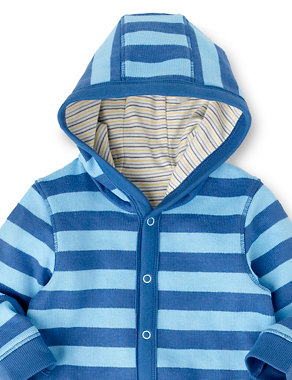 Pure Cotton Striped Hooded All-in-One Image 2 of 4