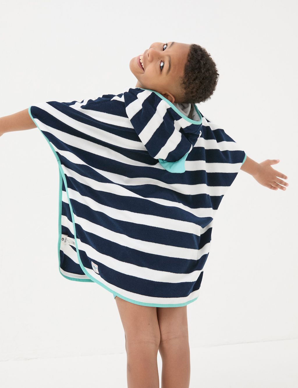 Pure Cotton Striped Hooded Poncho 2 of 5