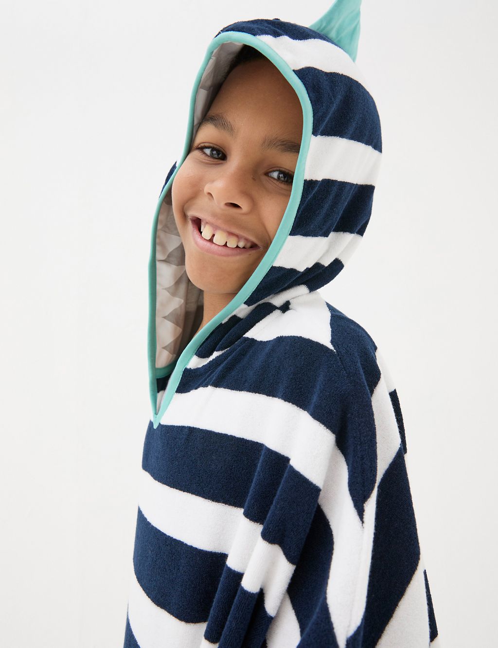 Pure Cotton Striped Hooded Poncho 4 of 5