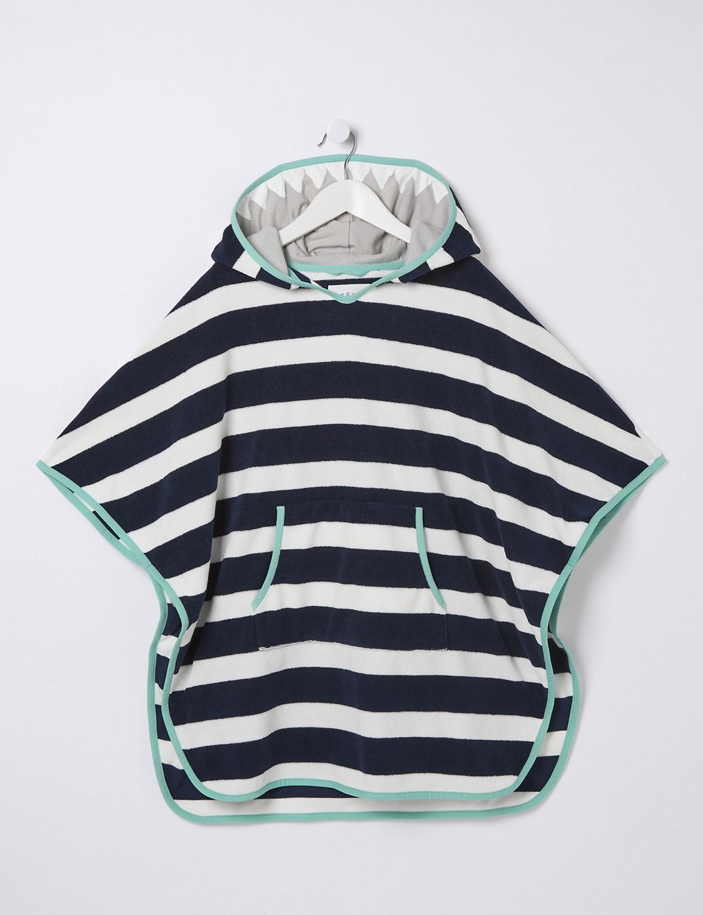 Pure Cotton Striped Hooded Poncho 1 of 5
