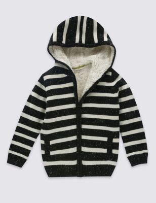 Pure Cotton Striped Hooded Top (1-7 Years) Image 2 of 3