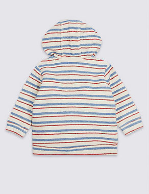 Pure Cotton Striped Hooded Top Image 2 of 3