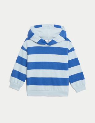 Pure Cotton Striped Hoodie (2-8 Yrs) Image 1 of 2