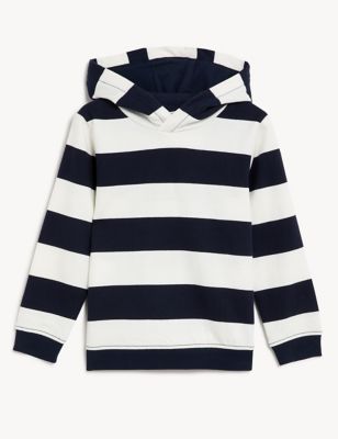 Pure Cotton Striped Hoodie (2-8 Yrs) Image 2 of 4