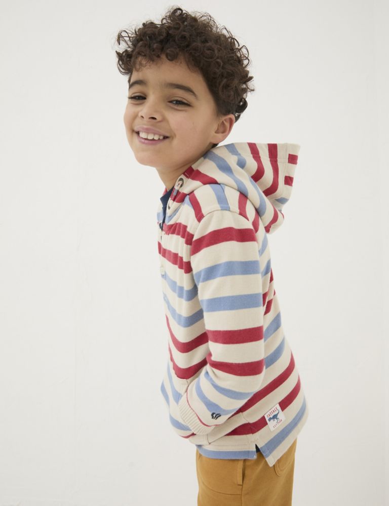 Pure Cotton Striped Hoodie (3-13 Yrs) 1 of 5