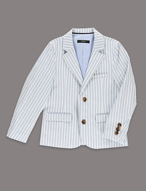 Pure Cotton Striped Jacket with Supercrease™ (1-7 Years) Image 2 of 5