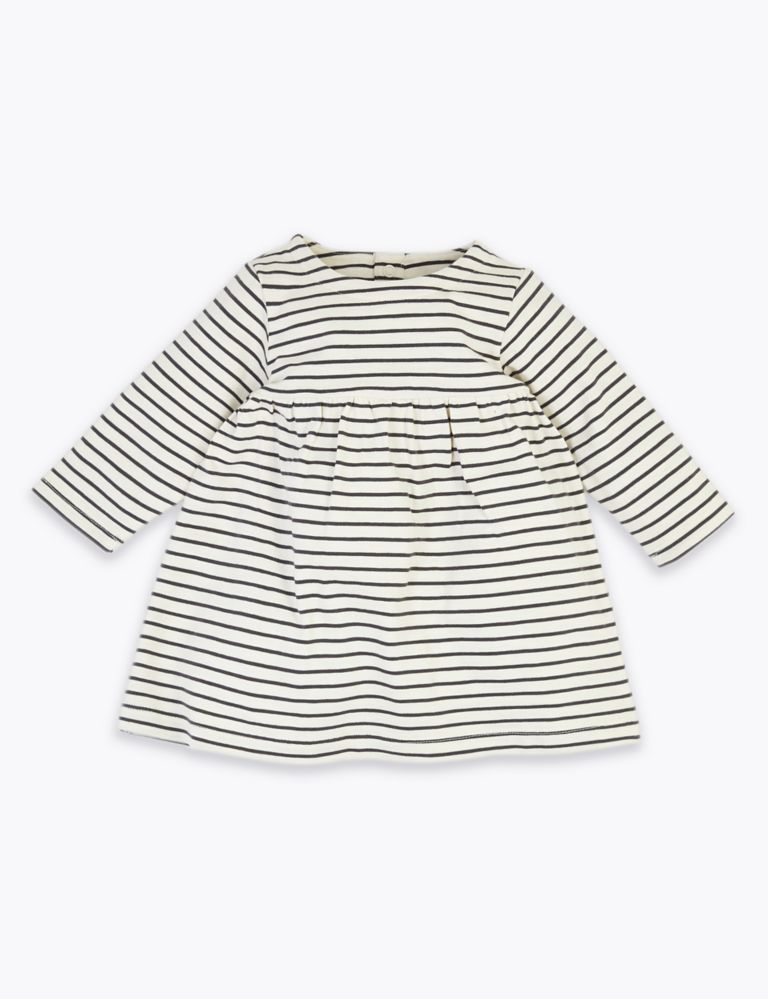 Pure Cotton Striped Jersey Dress (7lbs-3 Yrs) 1 of 3