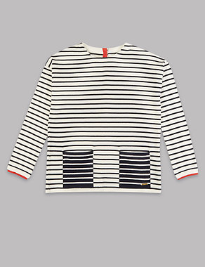 Pure Cotton Striped Jumper (3-14 Years) Image 2 of 3