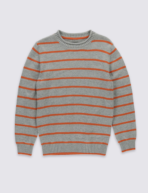 Pure Cotton Striped Jumper (5-14 Years) Image 1 of 2