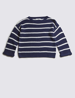 Pure Cotton Striped Jumper (5-14 Years) Image 2 of 3