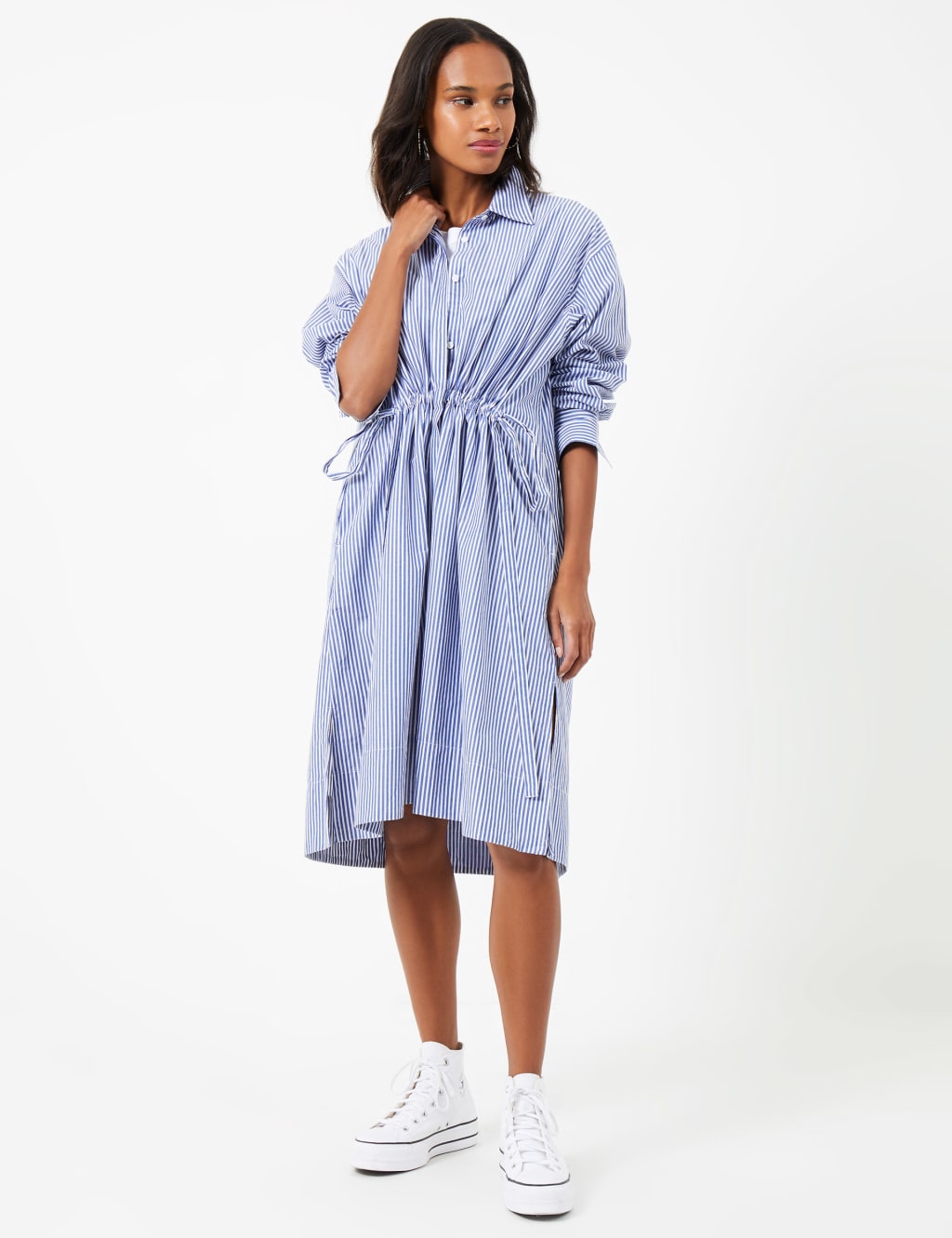 Striped cotton top shirt dress