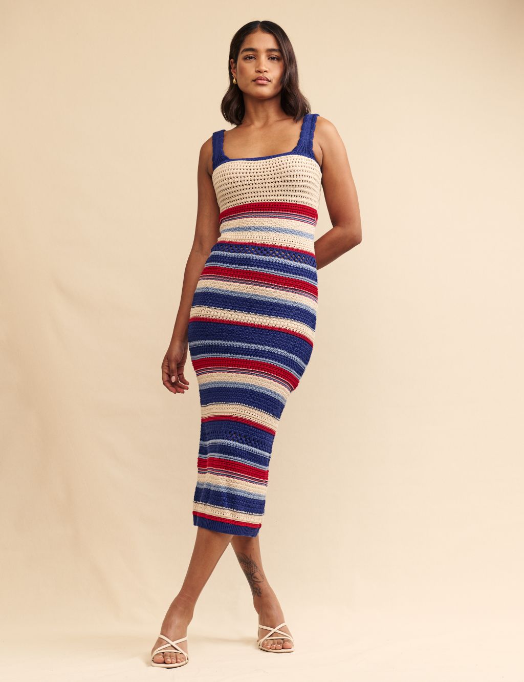 Pure Cotton Striped Knitted Bodycon Dress 7 of 7