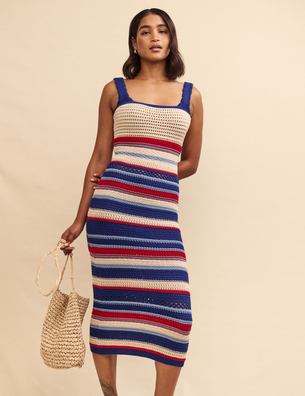 Pure Cotton Striped Knitted Bodycon Dress 4 of 7
