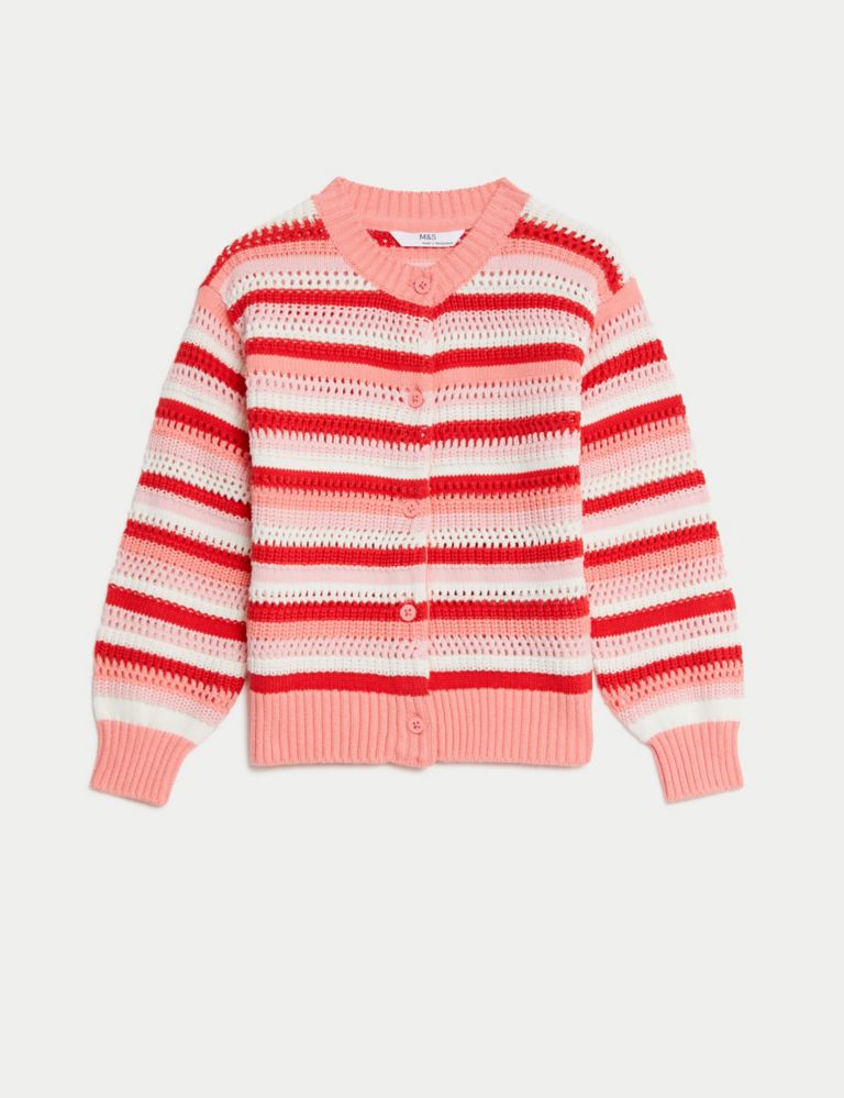 Pure Cotton Striped Knitted Cardigan (2-8 Yrs) 2 of 4