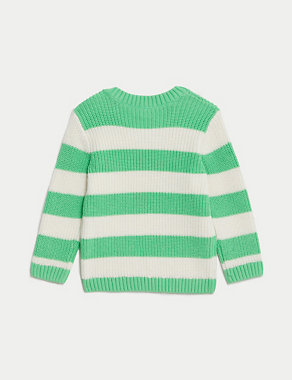 Pure Cotton Striped Knitted Jumper (0-3 Yrs) Image 2 of 3
