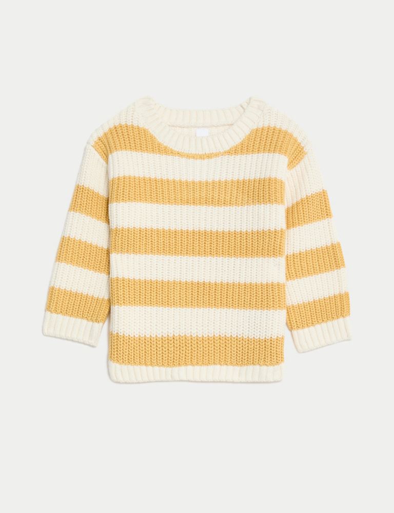 Pure Cotton Striped Knitted Jumper (0-3 Yrs) 1 of 3