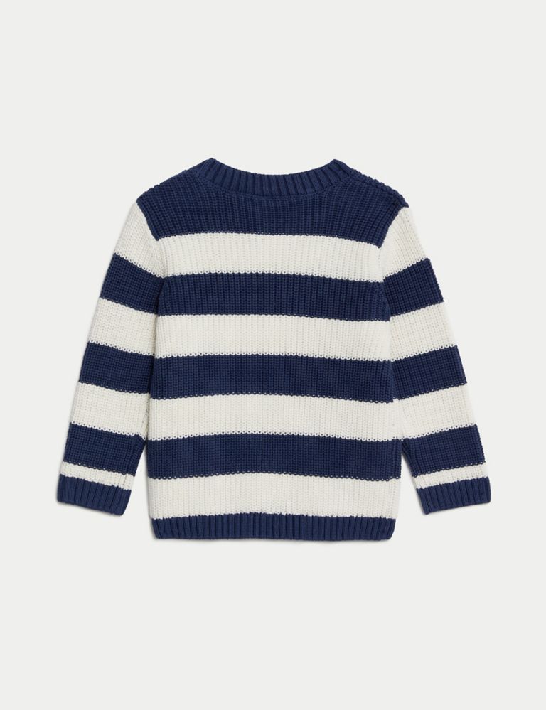 Pure Cotton Striped Knitted Jumper (0-3 Yrs) 3 of 5