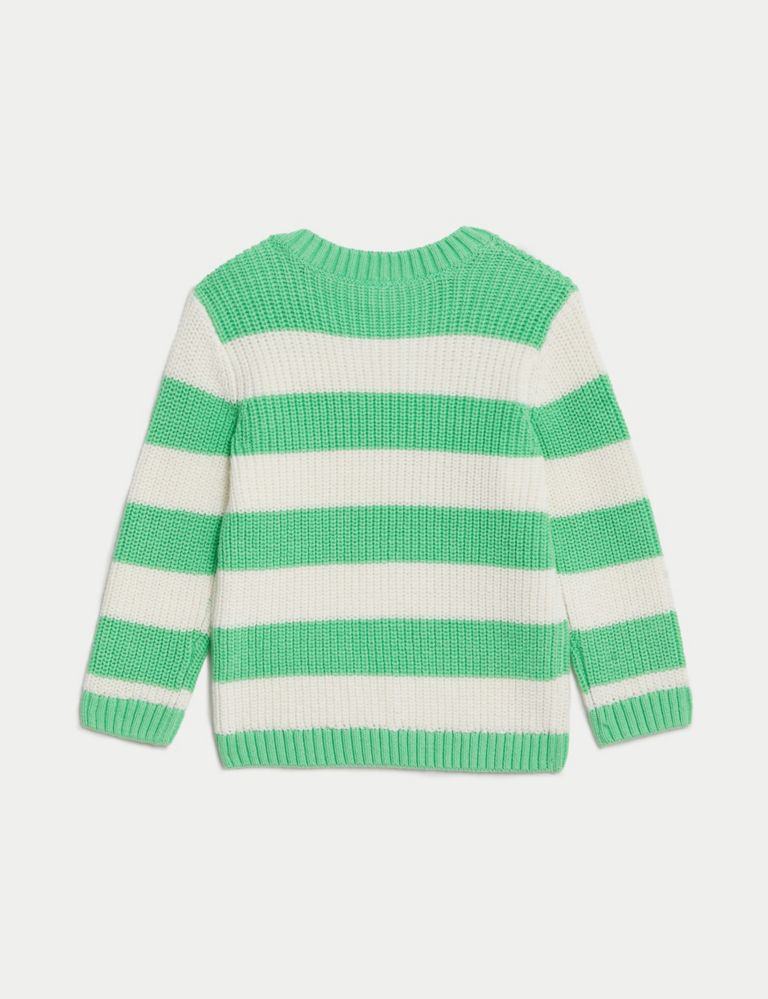 Pure Cotton Striped Knitted Jumper (0-3 Yrs) 2 of 3