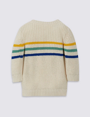 Pure Cotton Striped Knitted Jumper Image 2 of 3
