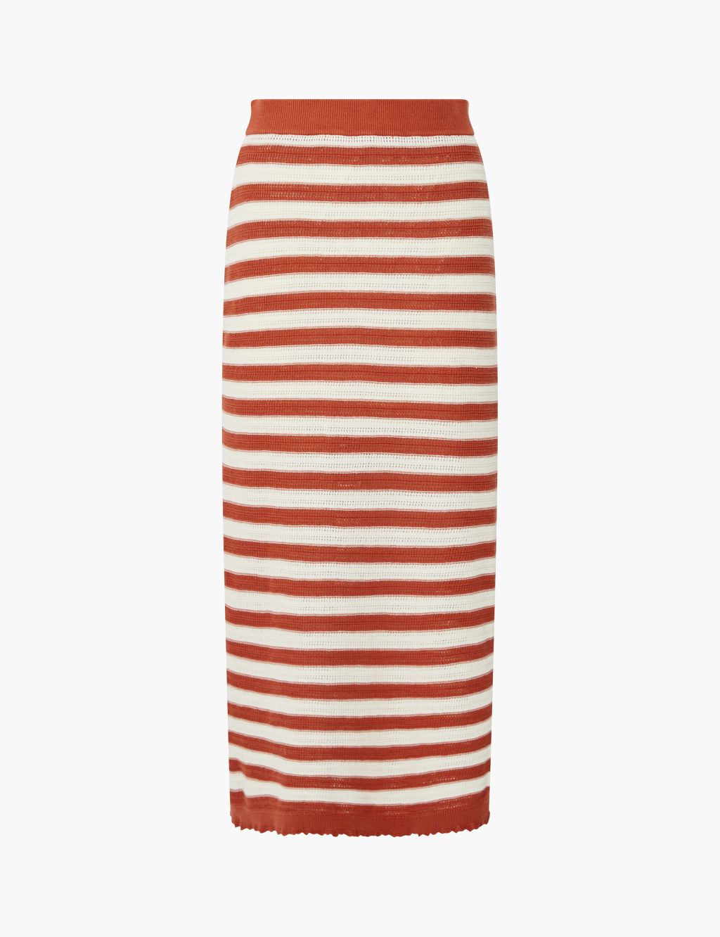 Pure Cotton Striped Knitted Midi Pencil Skirt 1 of 4