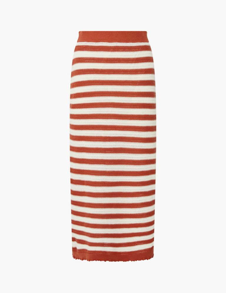 Pure Cotton Striped Knitted Midi Pencil Skirt 2 of 4