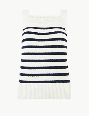 Pure Cotton Striped Knitted Vest Image 2 of 4