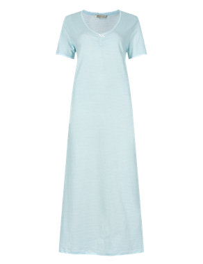 Pure Cotton Striped Long Nightdress with Cool Comfort™ Technology Image 2 of 4