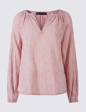 Pure Cotton Striped Long Sleeve Blouse Image 2 of 5