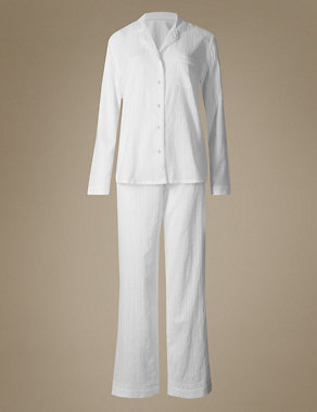 Pure Cotton Striped Long Sleeve Pyjamas Image 2 of 5